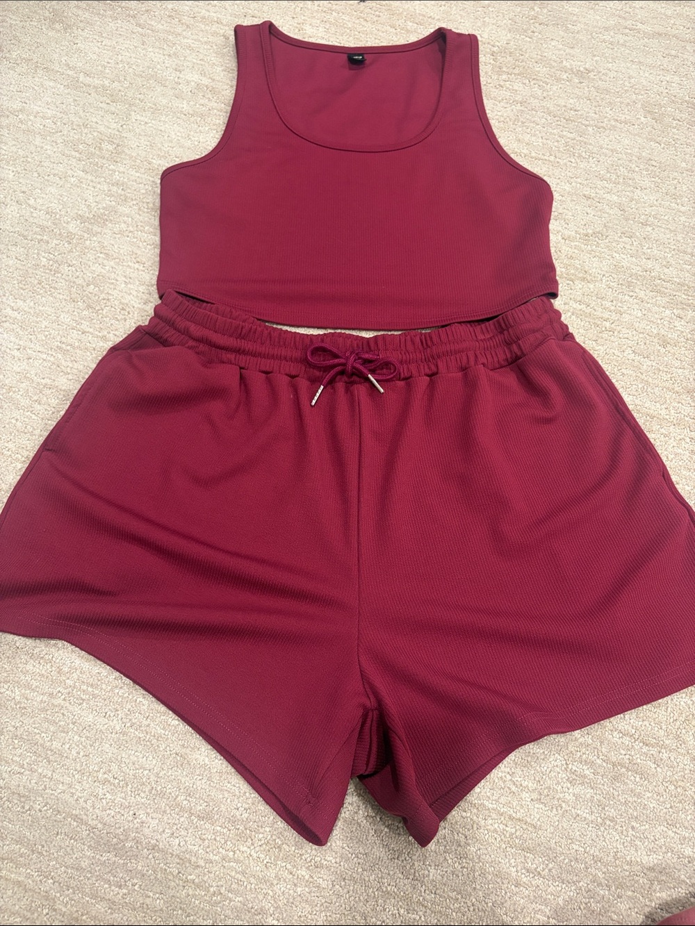 Women's Magenta Ribbed Drawstring Shorts - Unbranded - Picture 4 of 4